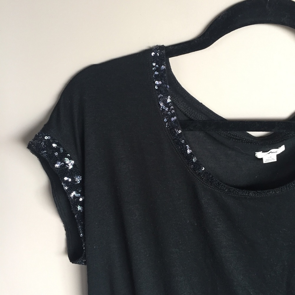 Arie Black Sequins Top